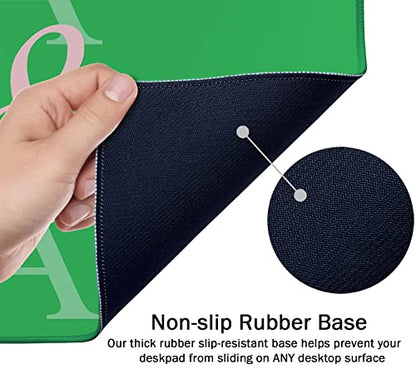 SSOIU Extended Gaming Mouse Pad (35.5x15.7 in), Large Stable Rubber Base Mousepad with Stitched Edges, Keyboard Mouse Mat Desk Pad for Work, Game, Office, Home - AkA 1908 Cool Design Green Color - color: Aka 1908