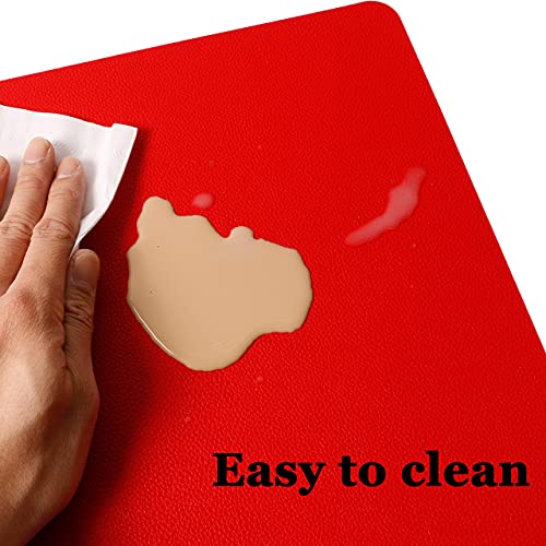 Wipeable Placemats Leather Table Mats Waterproof Heat-Resistant Easy to Clean for Dining Table Set Kitchen Table (4, Red) - color: Watermelon Red, size: set of 4