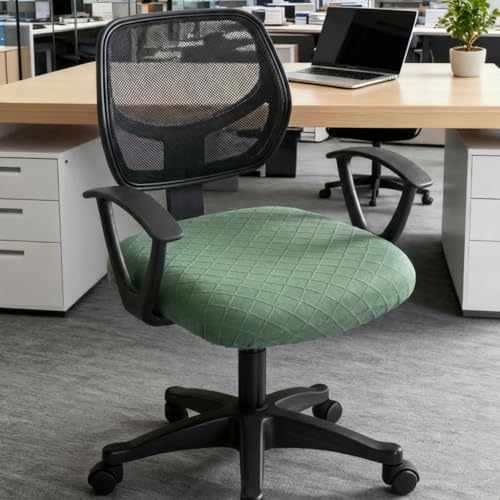Stretch Jacquard Office Chair Cover, Removable Washable Desk Chair Cover, Anti-dust Seat Cushion Protectors - Green - color: Green, size: Chair Seat Cover