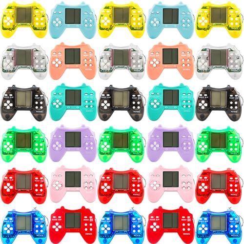 30 Pack Mini Video Game Keychain Small Game Keychains Bulk for Birthday School Party Gifts Goodie Bag Fillers (Color Style 2) - color: Color Style 2