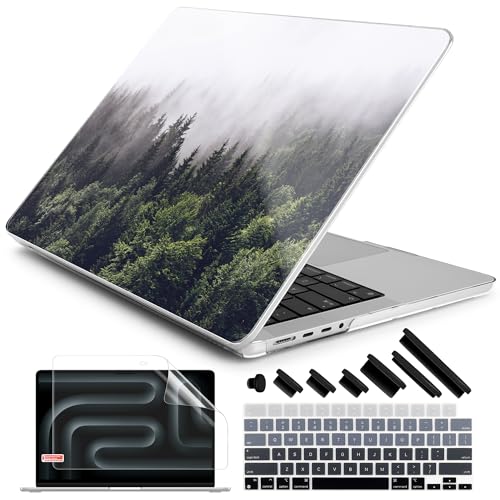 DONGKE Case for MacBook Pro 14 Inch (2026-2021 Release, M5 M4 M3 M2 M1 Pro/Max Chip), Plastic Slim Hard Shell Protective Cover with Keyboard Cover & Screen Protector, Forest - color: Forest