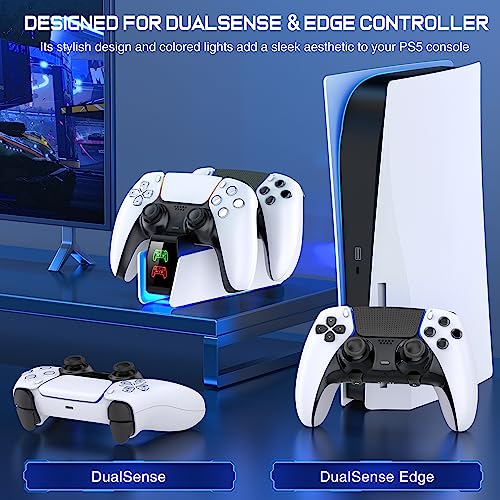 PS5 Controller Charger Station for PlayStation 5 Controllers with LED Light Dual Stand Charger Dock, PS5 Controller Charging Station Accessories for PlayStation 5 Storage Kit with AC Adapter - size: S-Charger