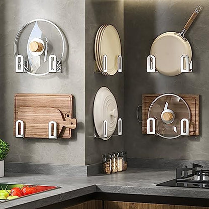 Self Adhesive Stainless Steel Pan Cover Racks ,Pantry Organization Rack, Cutting Board Storage , Pot Lid Holder - color: Teal