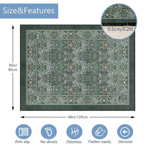 Office Chair Mat,48"x36"Floor Protector,Plant Pattern Desk Chair Mat,Chair Mat for Hard Wood and Tile Floor Chair mats - color: Dark Green