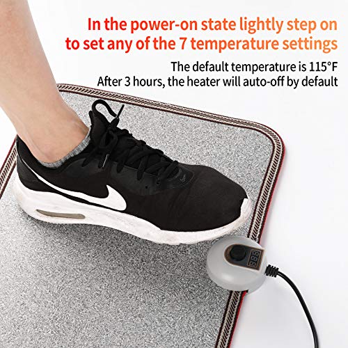 Electric Heated Floor Mats - AC 110V Foot Heater, Heated Foot Warmer Mat Under Desk for Office and Home (Gray) - color: Grey
