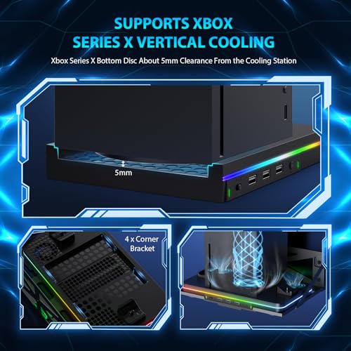 Wall Mount with Cooling Charging Stand for Xbox Series X/S, Luckit Vertical Dual Controller Charger Station Compatible Xbox Series X/S Console Accessories with Cooling Fan, 3 USB Ports&2 Headset Stand - size: Wall Mount + Cooling Charging Stand