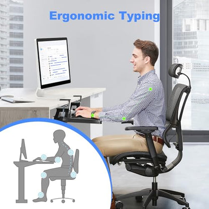XINLEI Keyboard Tray Under Desk Large C-Clamp 25.6” (30” Including Clamps) x 11.8” Slide-Out Platform Computer Drawer Pull Out Keyboard & Mouse Tray Black DSF4 - style: DSF4