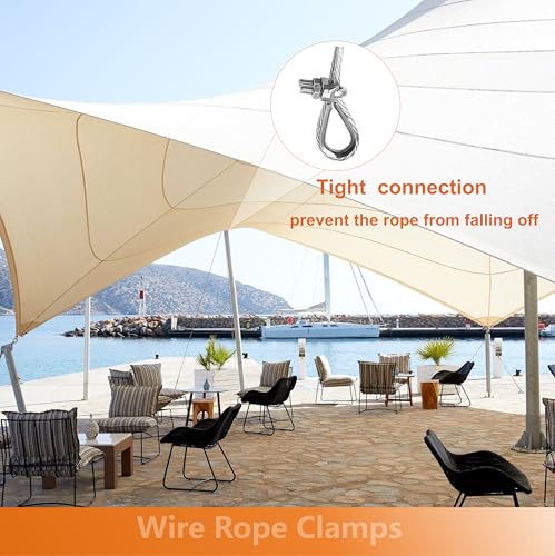 8 Pcs M10 Wire Rope Clamps Cable Clamps 4 Pcs 3/8" Wire Rope Thimble U Bolt Saddle Fastener 304 Stainless Steel Cable Clamps (M10, 8) - style: M10