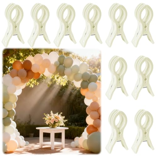 PUGPIU 10 Pack Balloon Arch Clips for Backdrop, 3.5 Inch White Spring Clamp | Plastic Balloon Clips for Arch, Great for Backdrop Stand, Birthday Wedding Decoration, Hang-drying, Beach Towels, Photos - color: White1