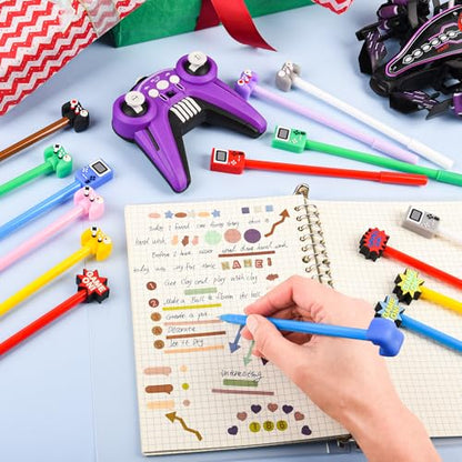 LiYiQ 25 Pcs Video Game Party Favors Cartoon Cute Fun Pens Kawaii Games Handle Level Up Games Console Shape Gel Black Ink Pen Cute Video Game Pens for Office Home Present