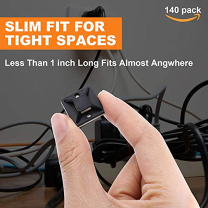 140 Pack 3/4" Zip Tie Adhesive Mounts Self Adhesive Cable Base Holders with Multi-Purpose Tie wire clips with screw hole,Anchor stick on wire holder,Black - color: 140 Pack 3/4“ Black