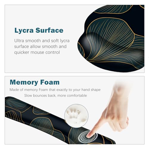 ARTSO Desk Mat Set, Large Gaming Mouse Pad Wrist Support, Keyboard Wrist Rest Ergonomic Desk Pad with Coaster Combo, Extended Mousepad with Non-Slip, Art Tropical Leaves - color: Art Tropical Leaves