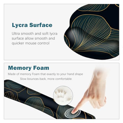 ARTSO Desk Mat Set, Large Gaming Mouse Pad Wrist Support, Keyboard Wrist Rest Ergonomic Desk Pad with Coaster Combo, Extended Mousepad with Non-Slip, Art Tropical Leaves - color: Art Tropical Leaves