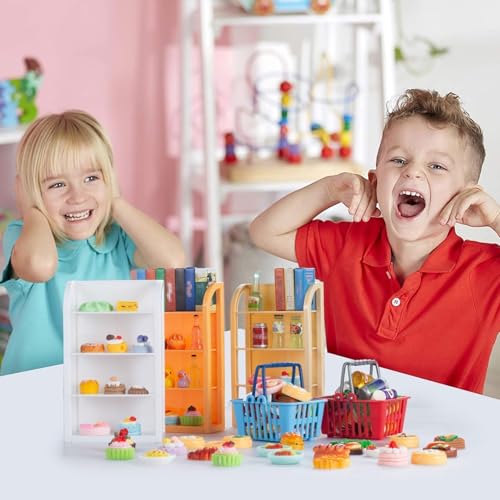 164pcs Miniature Supermarket Shelves Furniture Model 4 Layers Shelf Display Rack Doll House Accessory Storage Bookshelf Accessories Mini Locker Decor Food Drink Bottle Toy Cosplay Game Party - style: 164 Miniature Supermarket Shelves