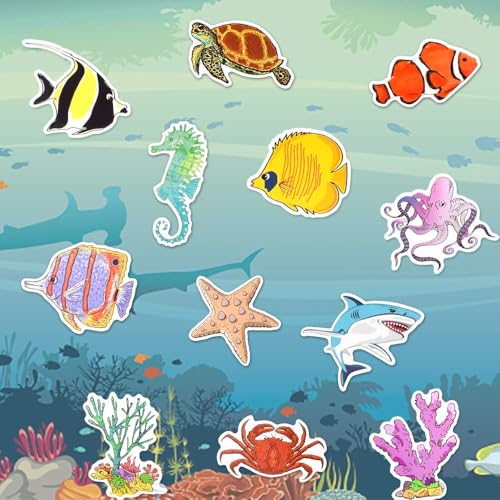 Ocean Stickers for Kids Summer Ocean Stickers for Water Bottles Laptop Vinyl Sticker(50 Pcs) - style: Ocean Stickers