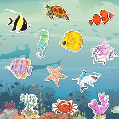 Ocean Stickers for Kids Summer Ocean Stickers for Water Bottles Laptop Vinyl Sticker(50 Pcs) - style: Ocean Stickers