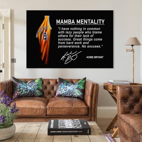 YDYBBGFC Mamba Inspirational Quotes Poster, Black Mamba Mentality Wall Art Decor,A Gift for Dear Basketball Fansstyle 12x18inch(30x45cm)