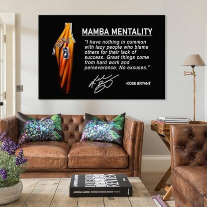 YDYBBGFC Mamba Inspirational Quotes Poster, Black Mamba Mentality Wall Art Decor,A Gift for Dear Basketball Fansstyle 12x18inch(30x45cm)