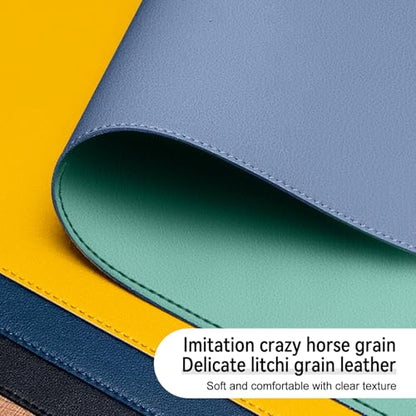 Dual Sided Leather Desk Mat - Waterproof Desk Pad - Ideal for Large Mouse Pad and Desk Mats on Top of Desks (Blue, 25"*13") - color: Blue, size: 25" x 13"