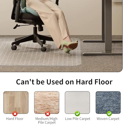 WASJOYE Chair Mat for Carpet, Office Chair Mat for Carpet, Thick Desk Chair Mat with Non-Slip Studded for Home and Office Low Pile Carpet, 45" x 53" Rectangle for Carpet - size: 45" x 53" Rectangle for Carpet