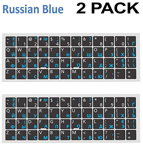 Russian Keyboard Stickers 2 Pack, Cyrillic Letter Overlay, None Clear - color: white/blue