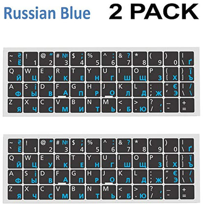 Russian Keyboard Stickers 2 Pack, Cyrillic Letter Overlay, None Clear - color: white/blue