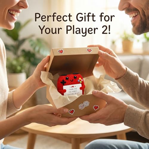 Handcrafted Crochet Game Controller, Gift for Teacher Boss Coworker, Emotional Support Decor with Inspirational Card, Positive Present for Various Occasions - style: THANK YOU