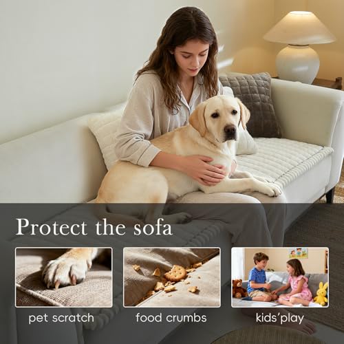 Couch Covers for 3 Cushion Couch Sofa Pet Friendly,Non-Slip Sofa Cover Washable - color: Sg-white, size: 27.6" x 59"