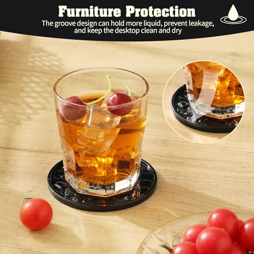 Coasters,Drink Coasters Set of 8 with Holder (Black, 12pcs) - color: Black, size: 12 pcs