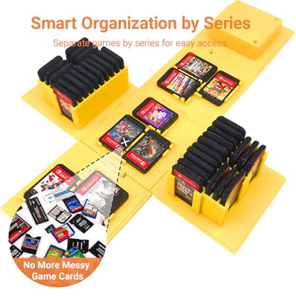 QUBAMG Switch 2 Game Card Case Holder Cube–41-Slot Cute Storage Box for Nintendo Switch 2/Switch/OLED/Lite Games––Fun Block for Girls & Boys Red Mushroom - color: Red MR