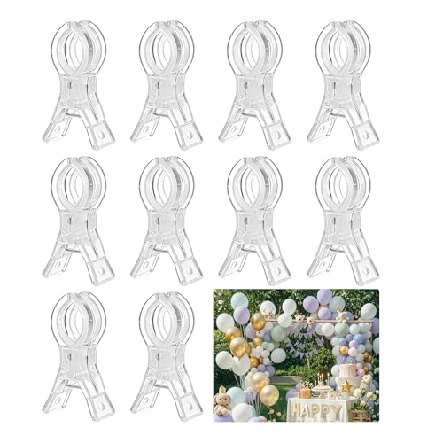 10 Pack Clear Balloon Arch Clips, Transparent Backdrop Spring Clamps, 3.5inch Small Plastic Spring Clamps for Balloon Arch, Birthday Wedding Decorations, Photography Studios and Clothing