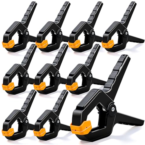 10 Pack Spring Clamps for Crafts & DIY - 3.5 Inch Plastic Woodworking Clamps, Small Balloon Arch Clips, Heavy Duty Tarp & Backdrop Holder Clips - color: Orange-10pcs