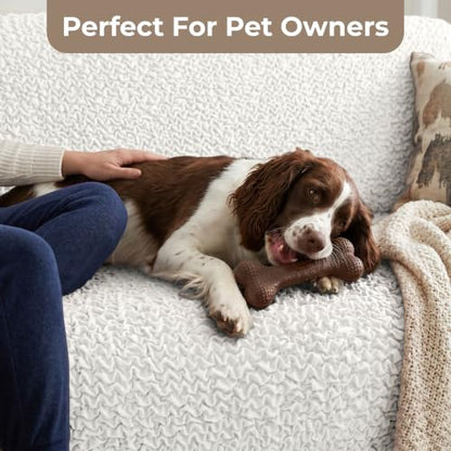 Premium Stretch Couch Covers for Sofa - Sofa Chair Cover Washable, Dogs & Pets Friendly - Elastic Polyester Loveseat Slipcovers - Non-Slip Love Seat Couch Covers - Crisp White (21"-39" Wide) - color: Crisp White, size: 21"-39" Wide