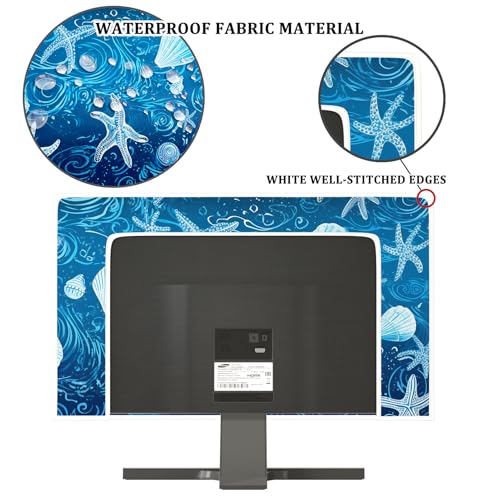 Blue Starfish Shell Waterproof TV Cover 32 Inch Panel Case Marine Television Screen Covers Sleeve Compatible with PC Desktop and TVs LED LCD OLED Anti-Static Dustproof Protective - color: blue, size: 32 Inch