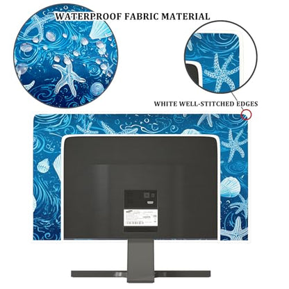 Blue Starfish Shell Waterproof TV Cover 45, 46, 47, 48 Inch Marine Weatherproof Television Screen Cover Sleeve Compatible with PC Desktop and TVs LED LCD OLED Anti-Static Dustproof Protective - color: blue, size: 45-48 Inch for tv cover