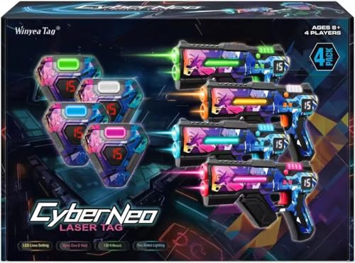 Laser Tag Set of 4, Lazer Tag Guns & Vests, Gift Ideas for Kids Teens and Adults, Cool Birthday Toys for Teenage Ages 8 9 10 11 12+Year Old Boy & Girls - color: Multicoloured