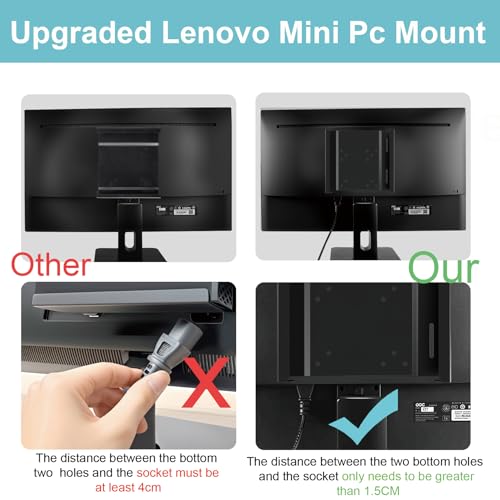Mini PC Mount Compatible with Lenovo ThinkCentre Tiny, Wall VESA and Under Desk Mount for Lenovo ThinkCentre Tiny Desktops M600 M700 M710Q M715q M720Q M800z M900 M910Q Mini Desktop Bracket