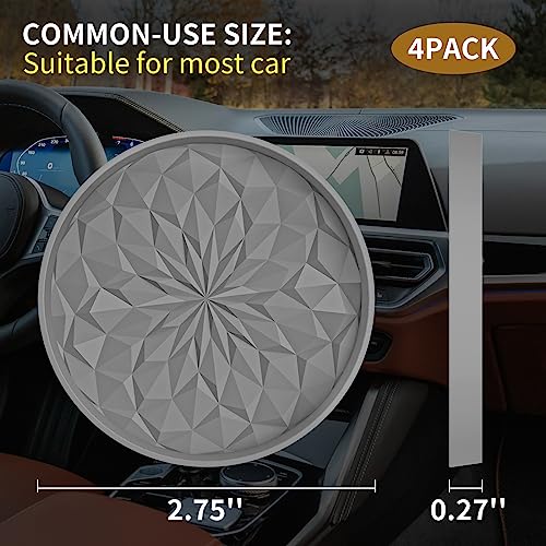 ME.FAN Car Cup Coaster [4 Pack] Silicone Car Coasters/Cup Mats - 2.75In Universal Non-Slip Recessed Car Interior Accessories - Car Cup Holder Insert Coasters Light Grey - color: 4 Pack-light Grey