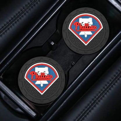 Car Cup Holder Coasters for Phila Phillies Baseball Fans, Phillies Car Coasters for Cup Holder Insert Silicone Non-Slip - color: 11phi12lli