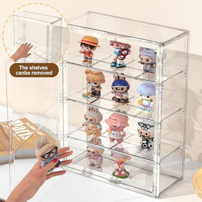 BOHOIDEE 4 Tiers Clear Display Case for Figures, Acrylic Storage Organizers Box with Magnetic Door, Wall-Mounted Dustproof Showcase for Collectibles Action Figure(1PACK, Wall-Mounted Extra Large) - size: Wall-Mounted Extra Large
