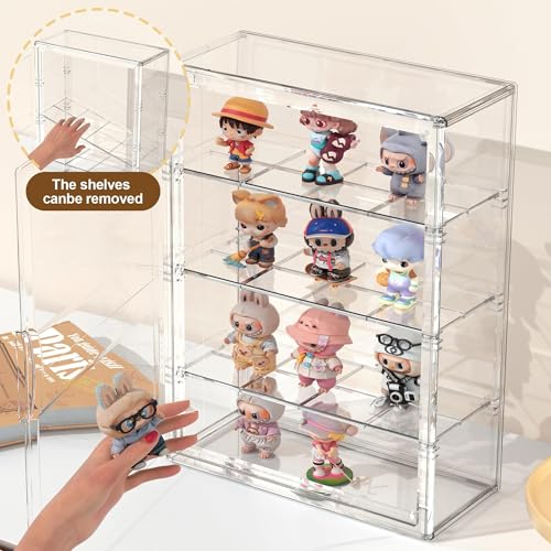BOHOIDEE 4 Tiers Clear Display Case for Figures, Acrylic Storage Organizers Box with Magnetic Door, Wall-Mounted Dustproof Showcase for Collectibles Action Figure(1PACK, Wall-Mounted Extra Large) - size: Wall-Mounted Extra Large