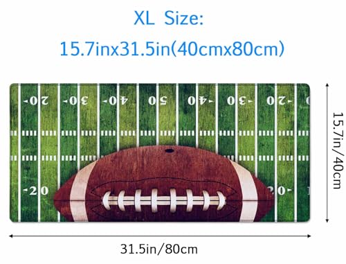 Gaming Mouse Pad Large, Keyboard Mouse Mat Desk Pad, Non-Slip Rubber Base with Stitched Edges Mousepad, 31.5X15.7 inch American Football Field and Ball - color: American Football Field and Ball, size: 31.5L x 15.7W inches