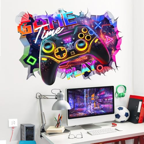 3D Game Wall Stickers Gaming Joystick Wall Decals Peel and Stick Wall Decor for Teenager Boy Girl Bedroom Playroom Nursery - color: 3d Game Controller