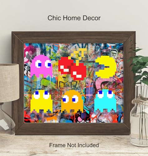 Video game Room Decor - Gaming Room Decor - Boys Bedroom, Man cave, Rec Room, playroom Wall Decor - Gamer Art Print - Graffiti Wall Art - Game Room Wall Decor - Arcade game Gaming Posters 8x10