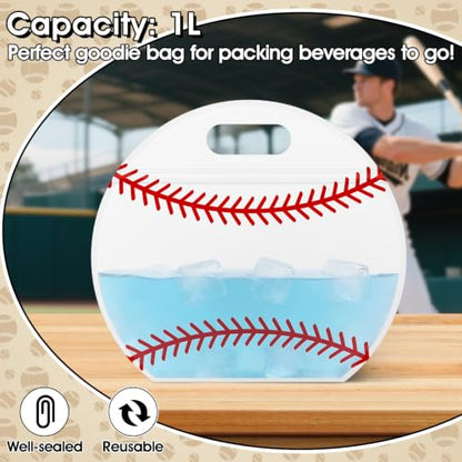 AKAIXI 24pcs 3.5Mil Thickened Baseball Snack Bags Reusable Sealed Treat Bag | with Handle Stand-up Baseball Goodie Bags for Baseball Mom Coach Team Game Day Training Supplies & Party Favor Birthday Gift - color: Baseball
