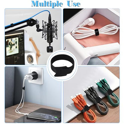 100PCS Hook and Loop Straps - 6 Inch Reusable Cable Ties for Cable Management, Adjustable Cord Organizer Hook & Loop Straps for Home, Office and Data Centers, Black