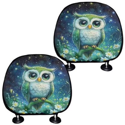 Galaxy Night Owl 2 Pcs Car Seat Headrest Cover Soft Stretchy Cars Seat Headrest Cover Universal Head Rest Protector Covering for Suv Truck Vehicles,Easy to Install Non-Slip Headrest Protector - color: Galaxy Night Owl