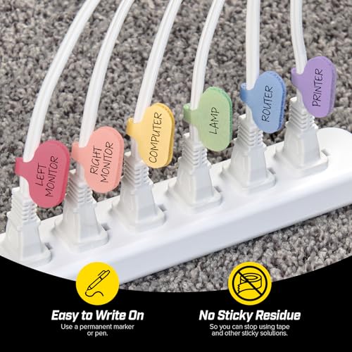 Wrap-It Storage Cable Labels - Oval, Macaron (36 Pack) - Write On Cord Labeler Wire Label Tags - color: Macaron, size: Oval