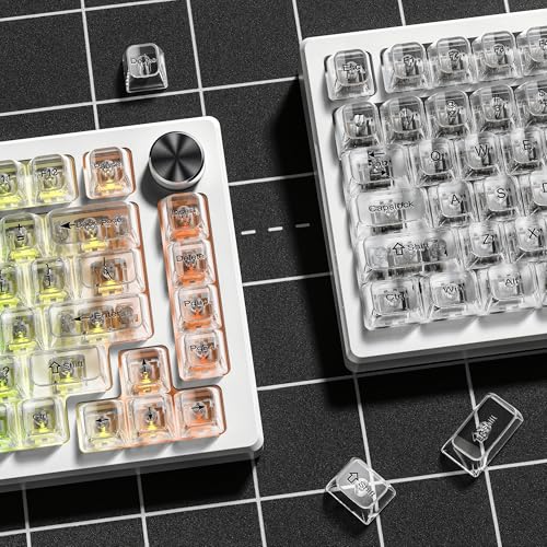 dagaladoo Clear keycaps,Transparent Keyboard keycaps,Jelly Key caps Set,Shine Through keycap，MDA Profile Keyboard caps for Mx Switches Mechanical Keyboard(White) - color: White