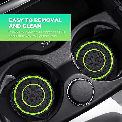 2 PCS Car Cup Holder Coaster,Car Coasters Cup Mats,2.75 Inch Universal Car Cup Coasters,Non-Slip Anti Dust Mats Cup Holder Insert Coaster, Suitable for Most Car Interior (Green) - color: Green